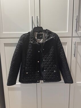 Weatherproof Black Quilted Puffer Jacket - Snap Front